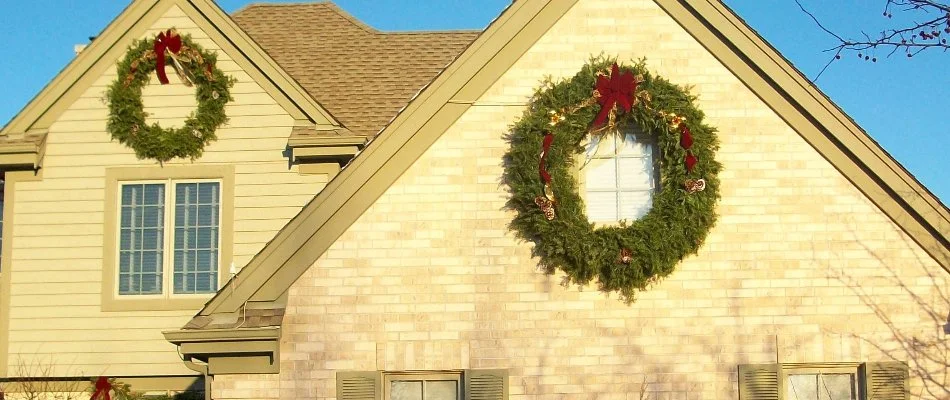 Holiday wreaths on a house in Elm Grove, WI.