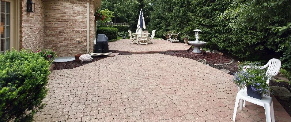 Patio area with white furniture in Elm Grove, WI.