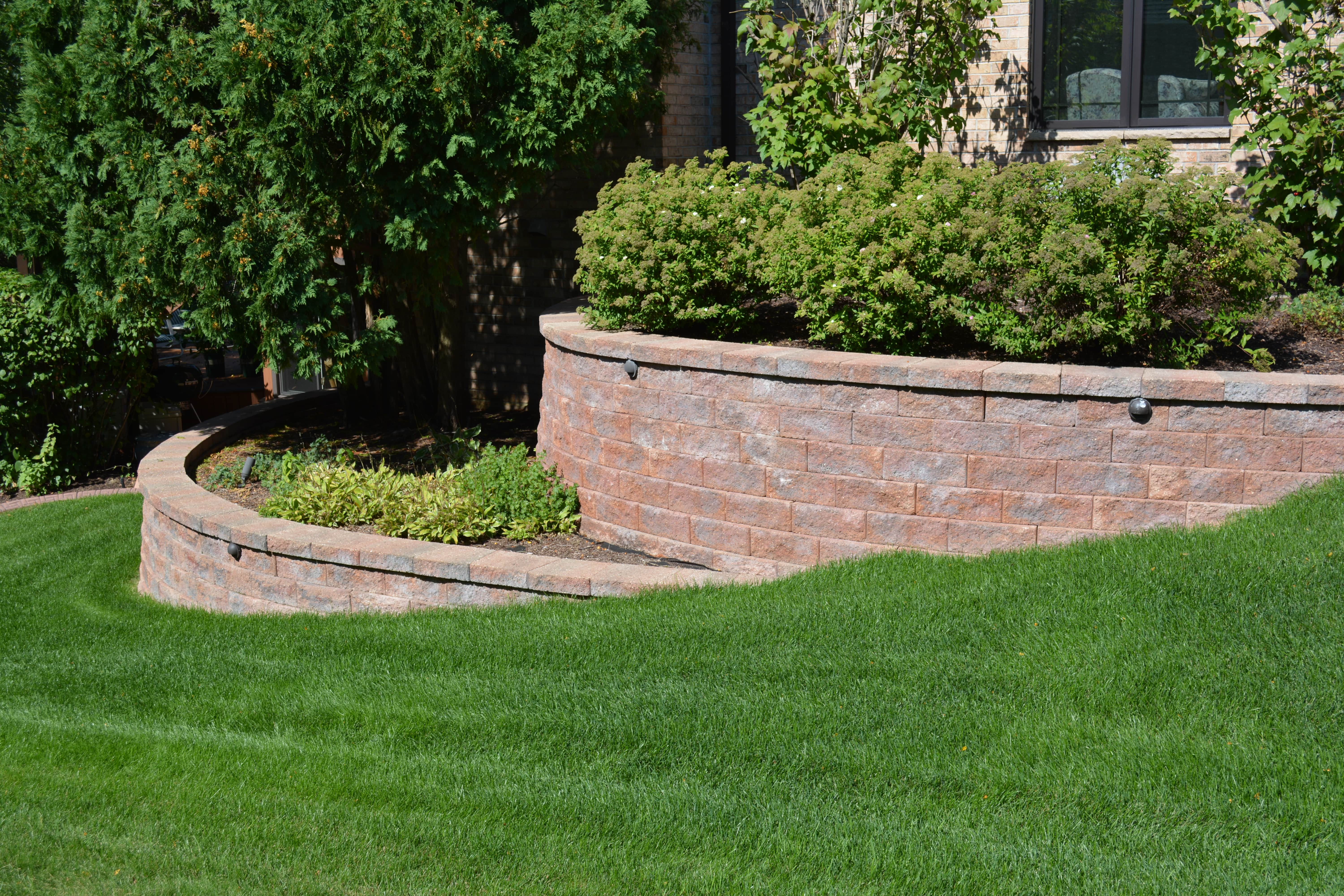 Perfectly manicured lawn with landscape features